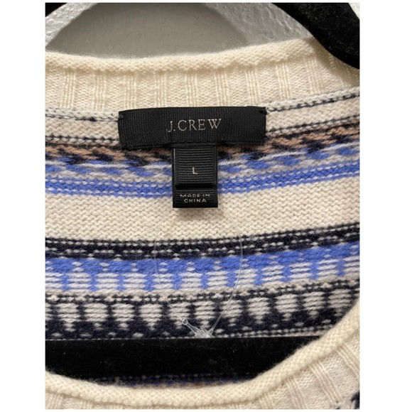 J.CREW Fair Isle Nordic Blue Black Wool Sweater - Picture 2 of 3